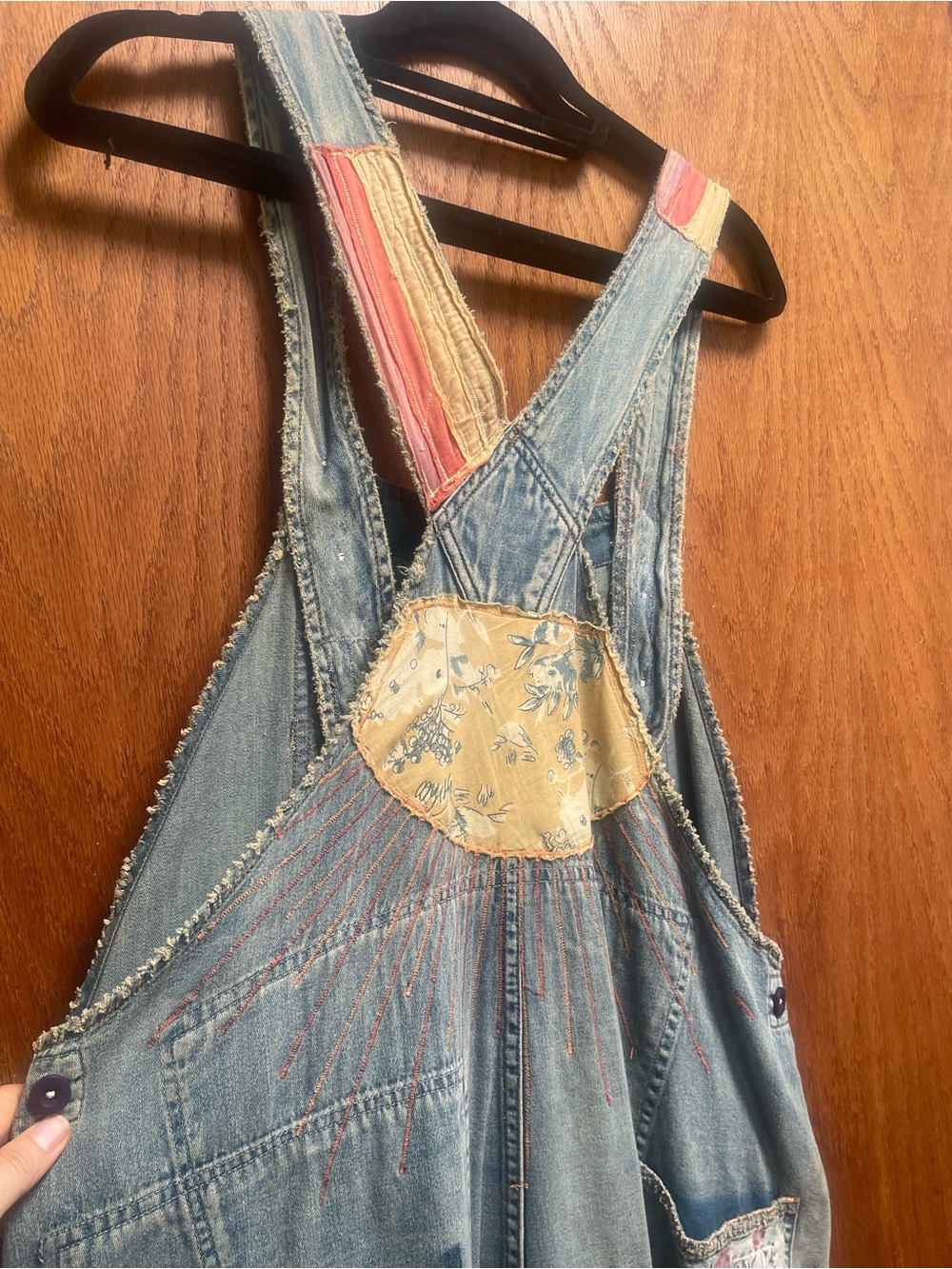 Magnolia Pearl Light Blue Denim Overalls with Pink & Cream Accents - Picture 2 of 4